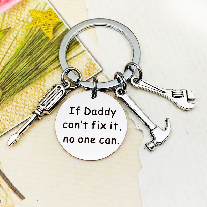 1Pcs Fathers' Day Dad Papa Birthday Party Favors Metal Trendy Wrench Keyring Hand Tools Men Daddy Fathers Day Keychain Gifts