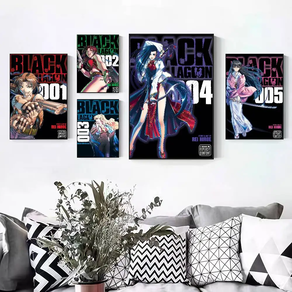 Anime Black L-Lagoon Peelable Self-adhesive Poster Stickers Are Suitable For Frameless Wall Decoration In A Room