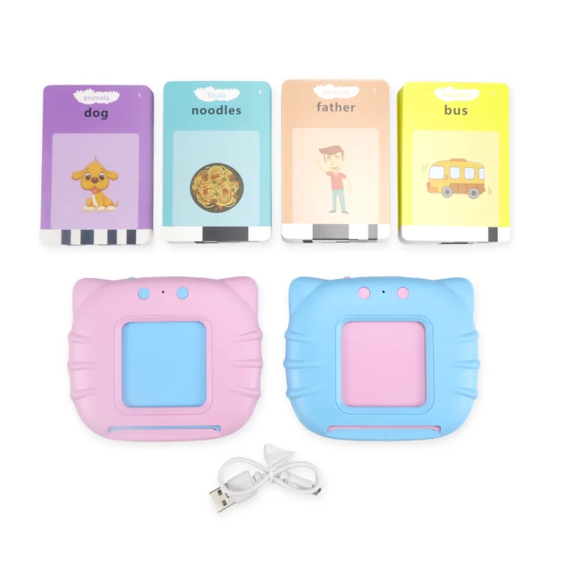 قارئ بطاقات تعليمية ناطقة للأطفال 112 بطاقة 224 كلمة آلة التعلم المبكر لعبة مونتيسوري هدية أزرق وردي #1