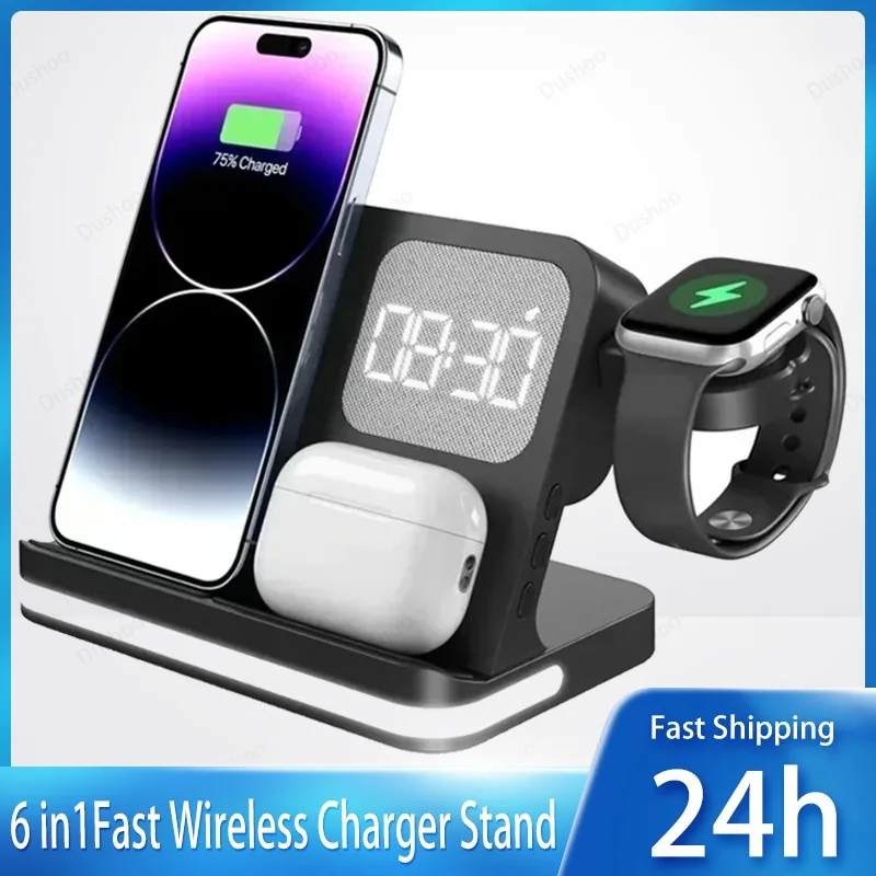iphone-17、samsung-s23-ultra、note-fold、galaxy-watch-8、7、active-buds対応-6in1-ワイヤレス充電スタンド-急速充電ドックステーション
