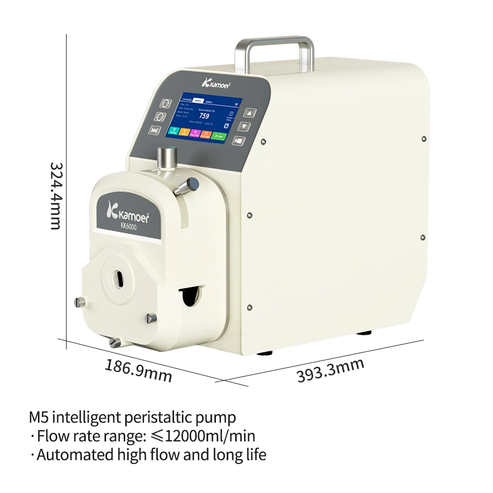 Kamoer 12L/min M5 Adjustable Peristaltic Pump AC100V-240V High Flow Stepper Dosing Pump with Foot Switch, RS485, 600RPM for Lab