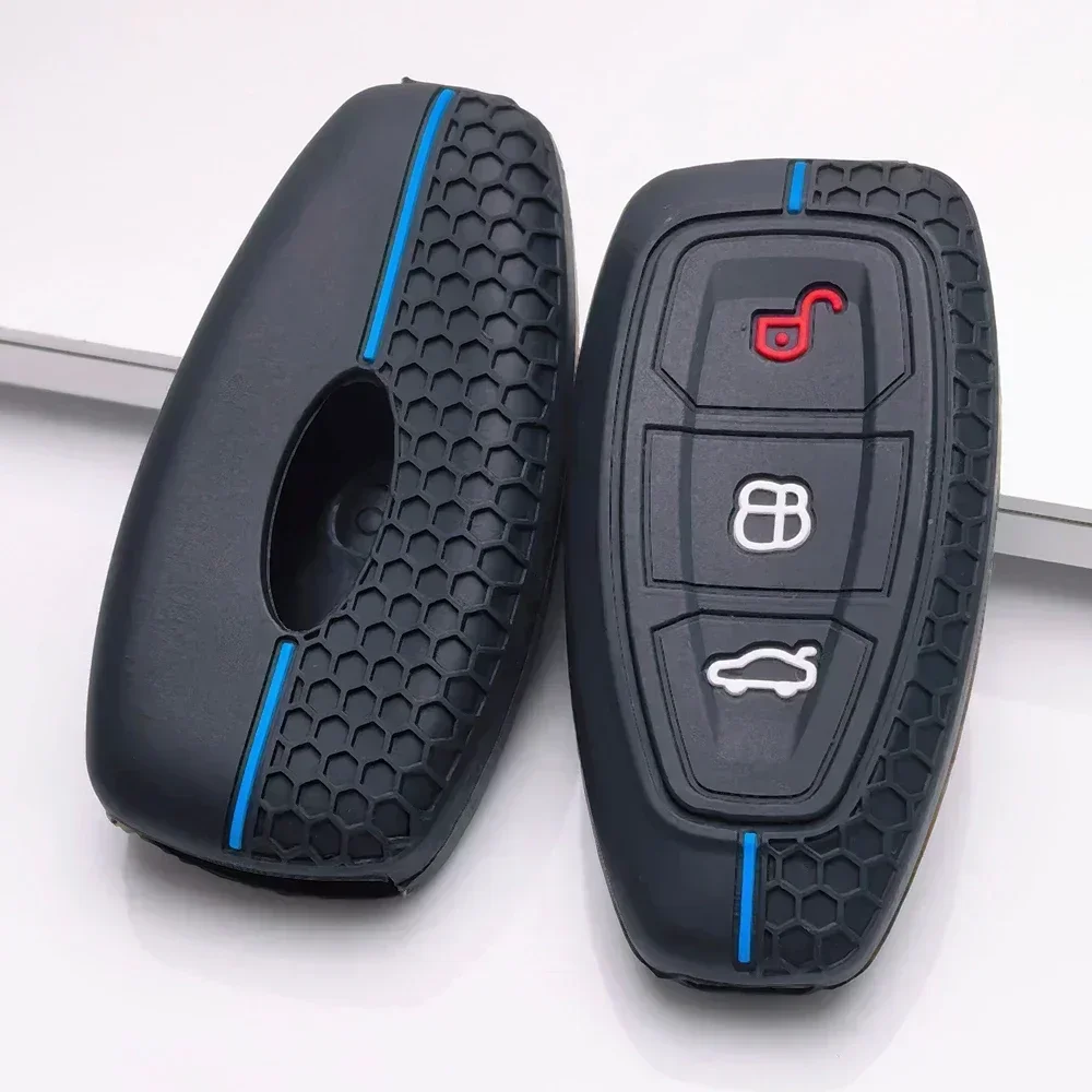 Car Key Pack for Ford ST Line Fiesta Focus Mondeo Ecosport Kuga Puma Edge Escape Metallic Silicone Car Key Fob Case Accessories