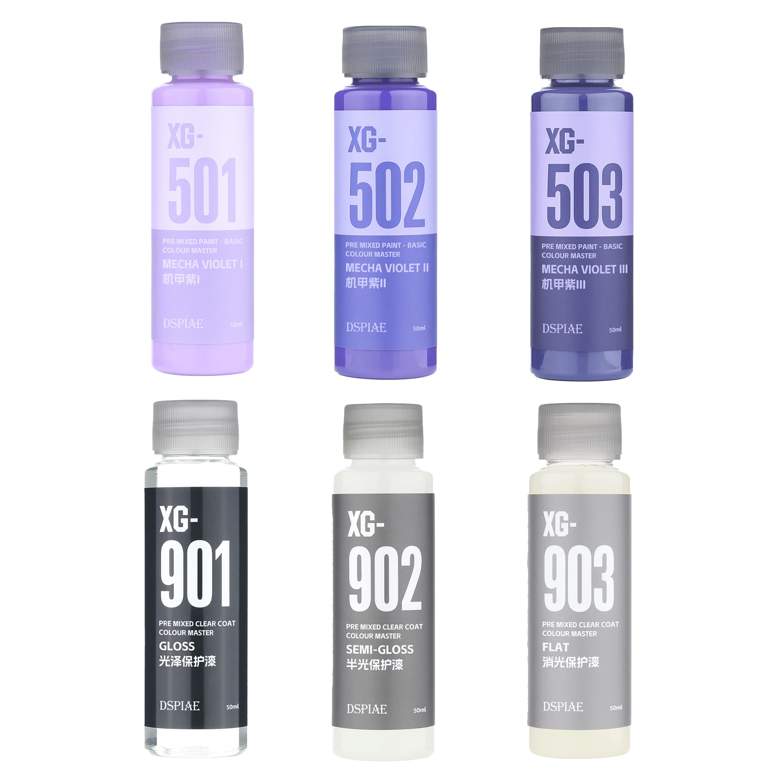 DSPIAE XG-Serie Wasserbasierte Vorgemischte Farbe 50ML Grundfarbe Master für Gundam Militärmodell-Verfärbung