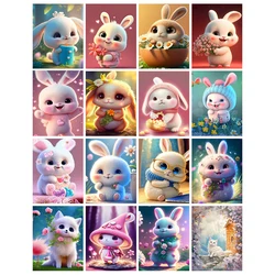 PhotoCustom Diy Painting By Numbers Cute Rabbits Acrylic Paints Painting By Number Animal Painting Unique Gift