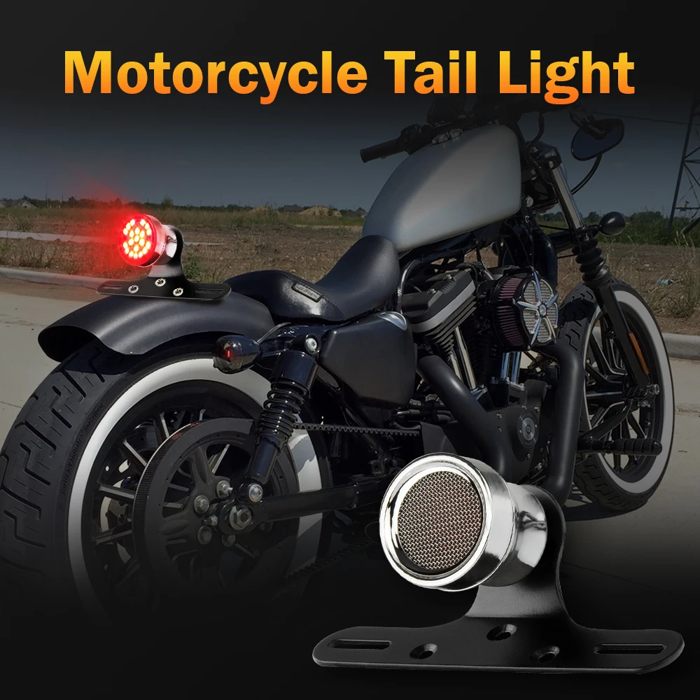 

1PC 12V DC Motorcycle LED Tail Light Black/Silver Cover Universal Brake Stop Rear Tail Light Fit For Harley Models