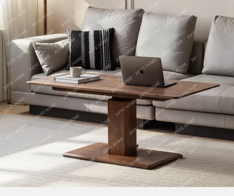 

Black Walnut Liftable Meal Table Home Oak Desk Modern Minimalist Living Room Tea Table