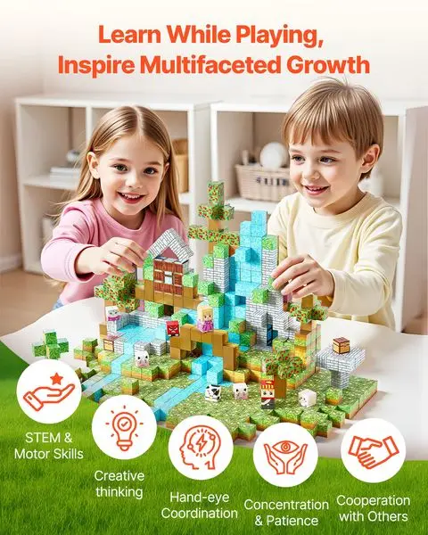 Blocos magnéticos 150 PCS Forest Castle Set STEM Montessori Brinquedos sensoriais