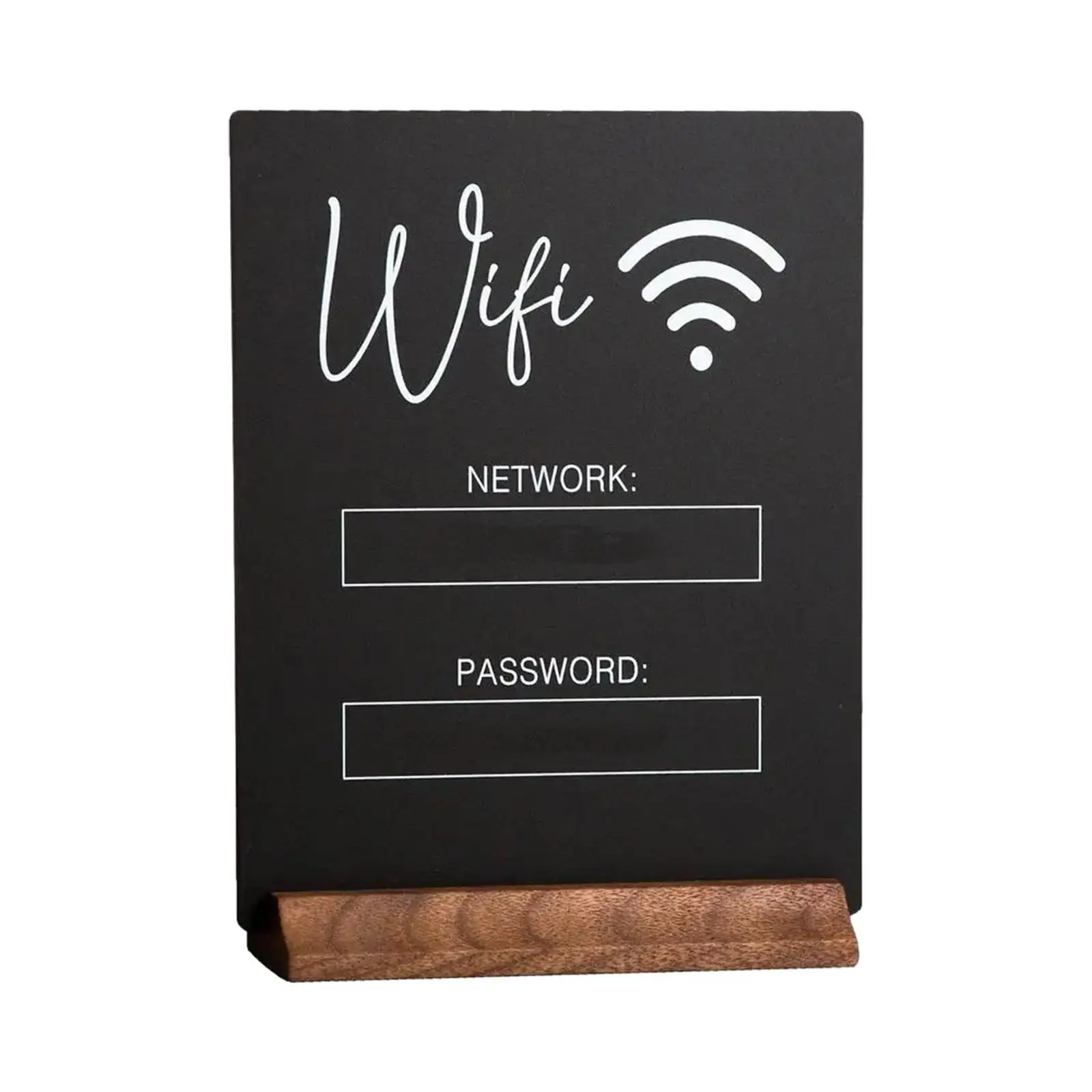 Acrylic Desktop Password Sign Holder Stand Frosted Wifi Display with Wooden Base for Shop Counter Table Menu Card