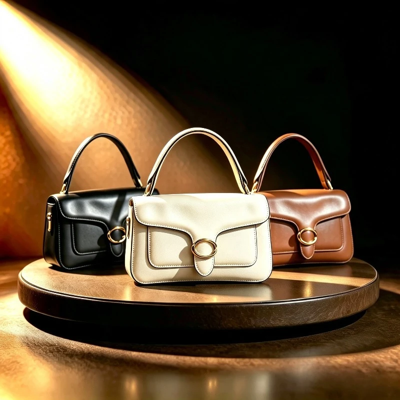 2026 New European Fashionable Solid PU Leather C-Lock Mini Square Underarm Crossbody Bag, Versatile Daily Purse for Women