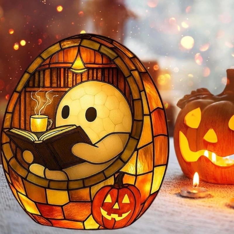 Reading Book Lamp, Handmade Halloween Reading Night Light Up, Decor Halloween Party, Nightlight for Readers & Book Q5WC