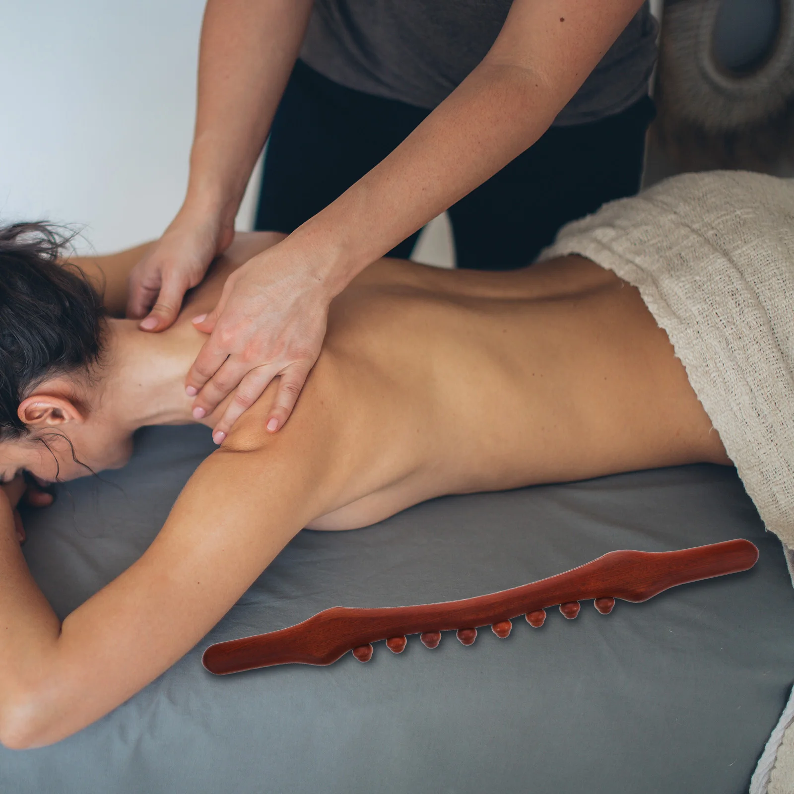 

Деревянный массажер для спины с 8 бусинами, портативный массажер для тела, массажер для путешествий, массажная палочка, поставка для лечения древесины