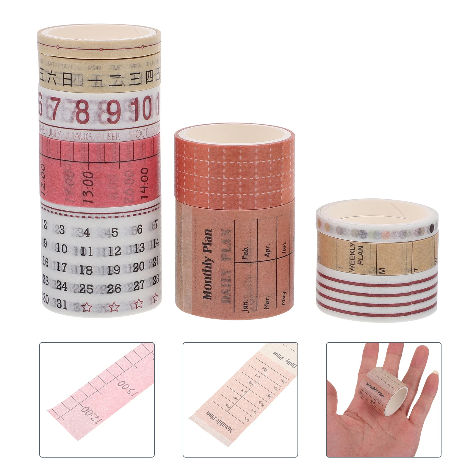 

10 Rolls Handmade Washi Tape Decorative Scrapbook Diy Journal Planner Adhesive Tapes Multi-Purpose Japanese Paper Tape For Craft