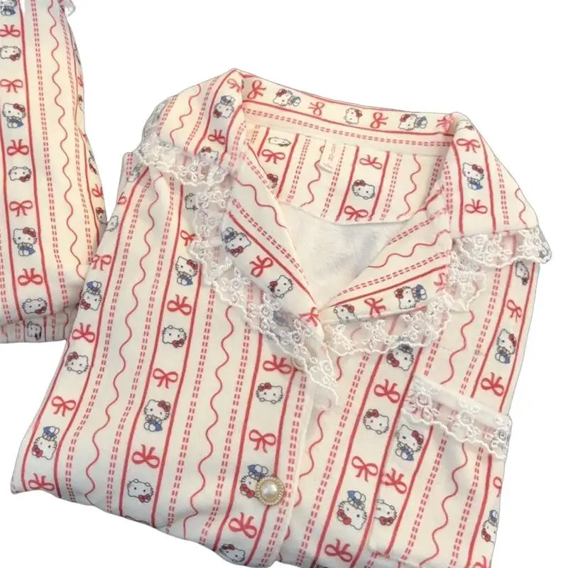 Meisje Loungewear set microvilli hello kitty kawaii Cartoon Student Casual herfst winter revers vest Homewear Pyjama nieuwe Hot