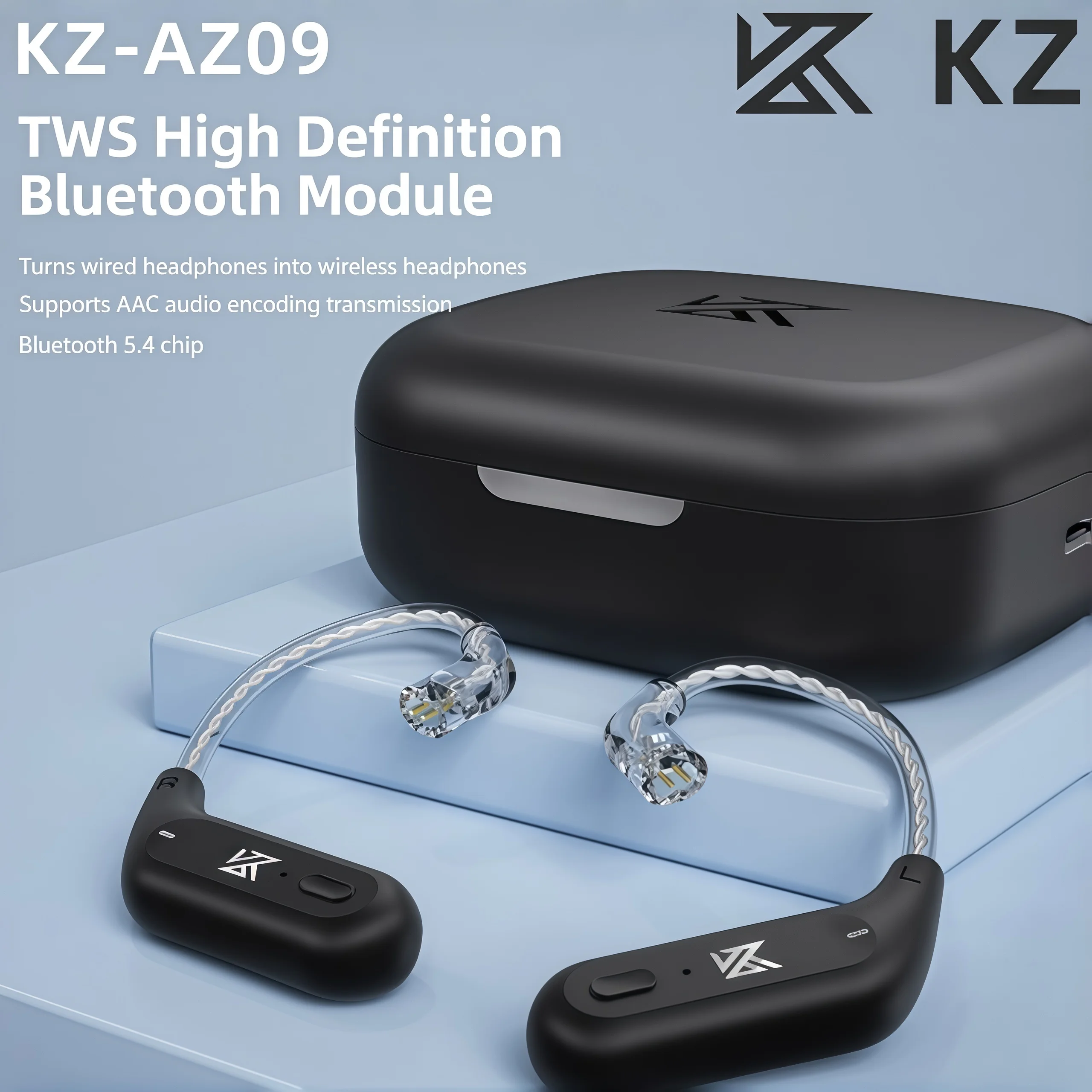 KZ AZ09 Earphones Wireless Bluetooth Module Headset HiFi Ear Hanging 0.75/0 Ear Hanging TWS Bluetooth 5.4 Game Headphones