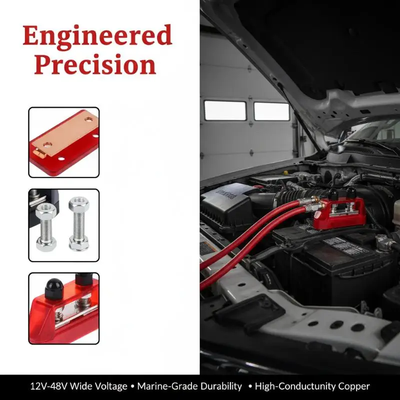 

M8 M10 200A Power Busbar Distribution Panel DC Dual-Stud Battery Terminal Connector Universal For Automotive & Marine