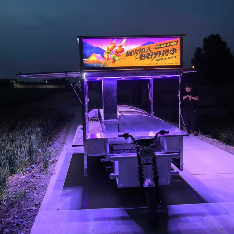 Multifunctional mobile dining car, commercial three-wheeled electric vehicle, barbecue truck