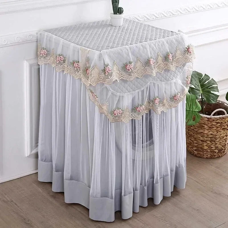 Romantic Lace Washing Machine Cover Dustproof Embroidery Floral Home Decor Protector Washing Machine Covers 60*60*85cm