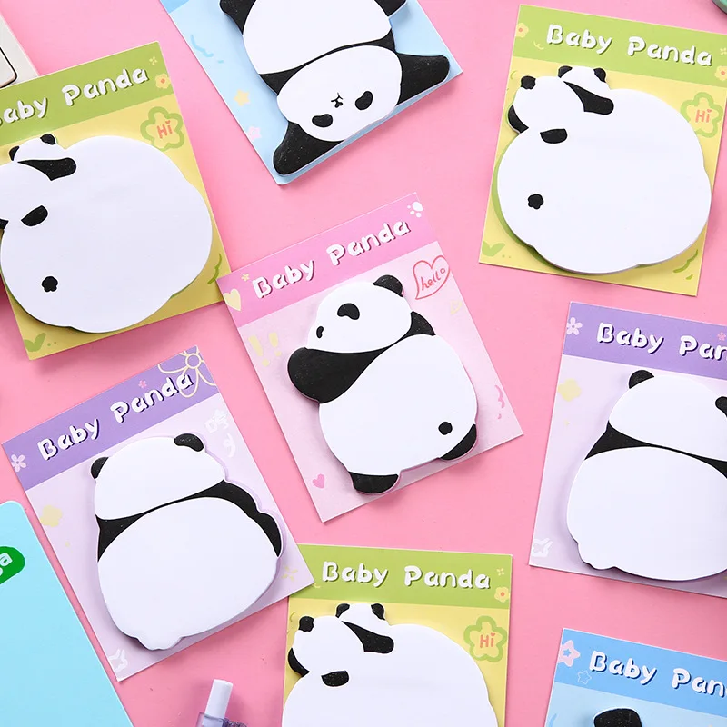 4set Kawaii Panda Self-Adhensive Memo Pads Sticky Notes Pad Cute Message N Times Sticky Office Stationery Supply