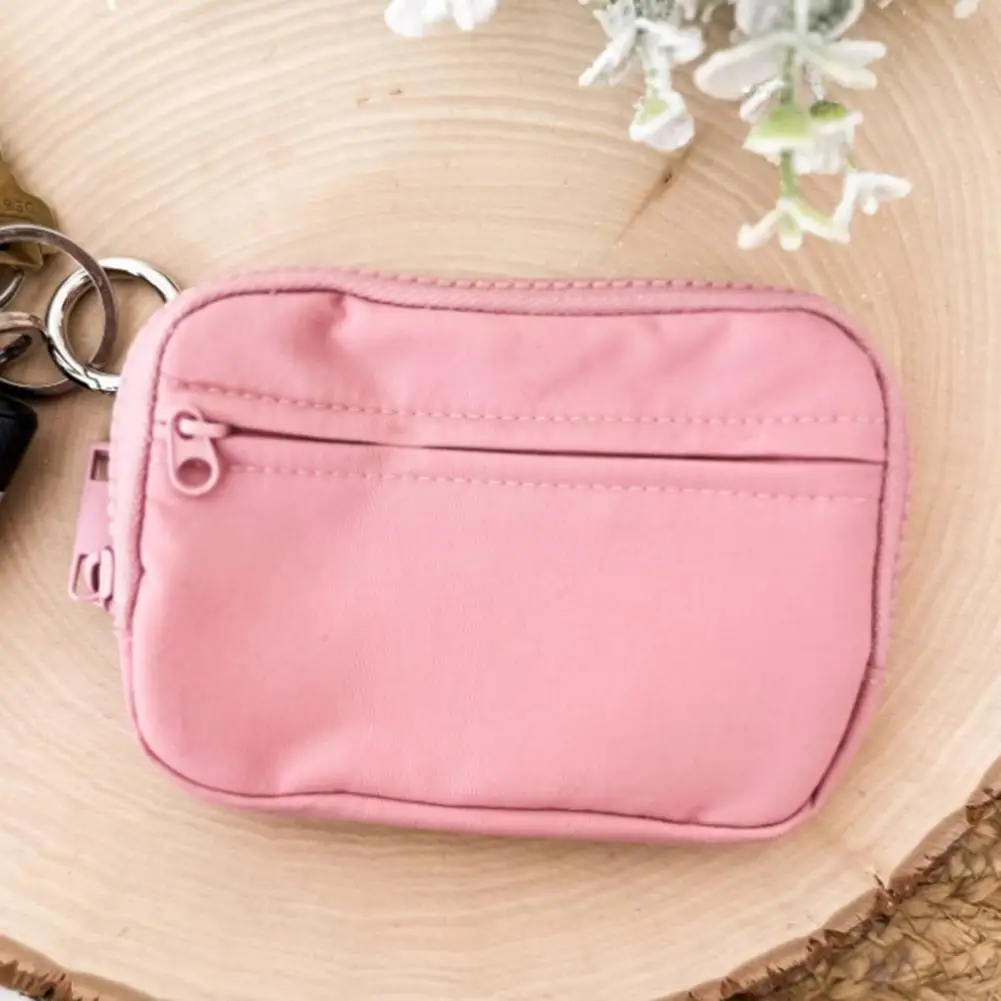 Mini Card Holder Portable Card Holder Wallet with Zipper Closure Waterproof Mini Keychain Pouch Small Size Multiple Compartment