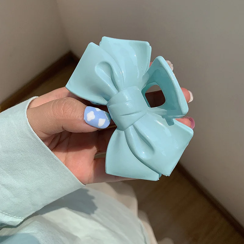 Милый кремовый синий бант, заколка для волос с пятиконечной звездой, женская заколка для волос с геометрическим узором, женские элегантные заколки в виде краба с бантом, аксессуары для волос