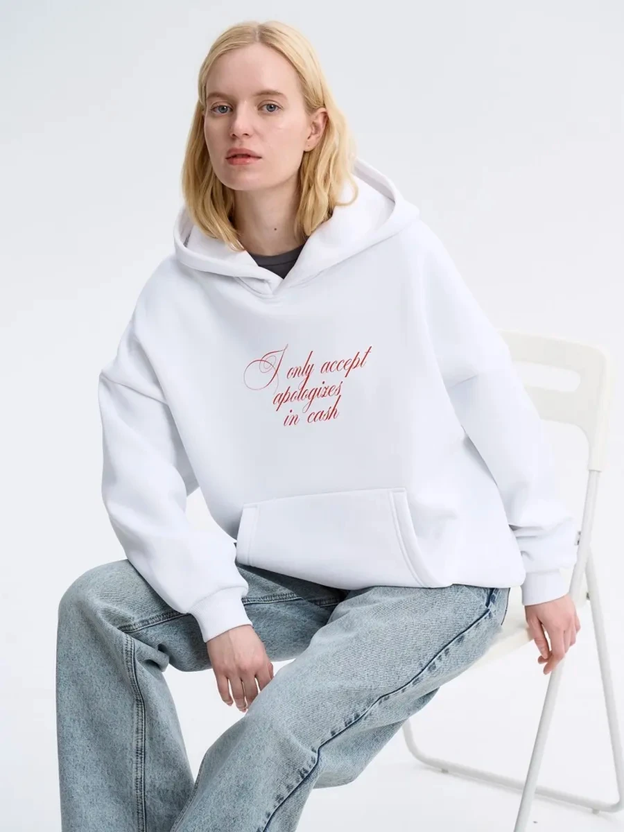 

Новая женская толстовка оверсайз с принтом Y2K и шнурком, весна 2026, пуловер с длинным рукавом, уличная одежда