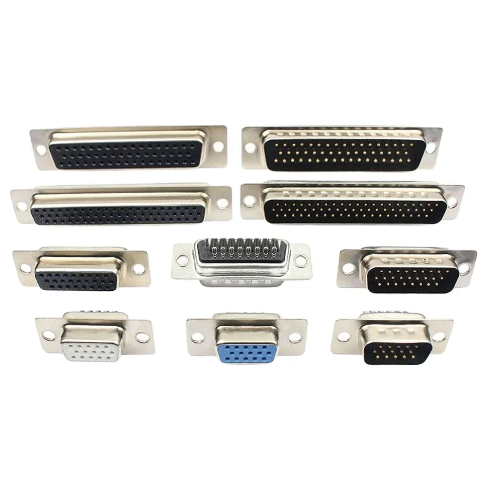 50pcs HD D-SUB 15 26 44 50 62 Pin Male Female Solder Type Connector Mount Serial Port Adapter 3 Rows DB15 DB26 DB44 DB50 DB62