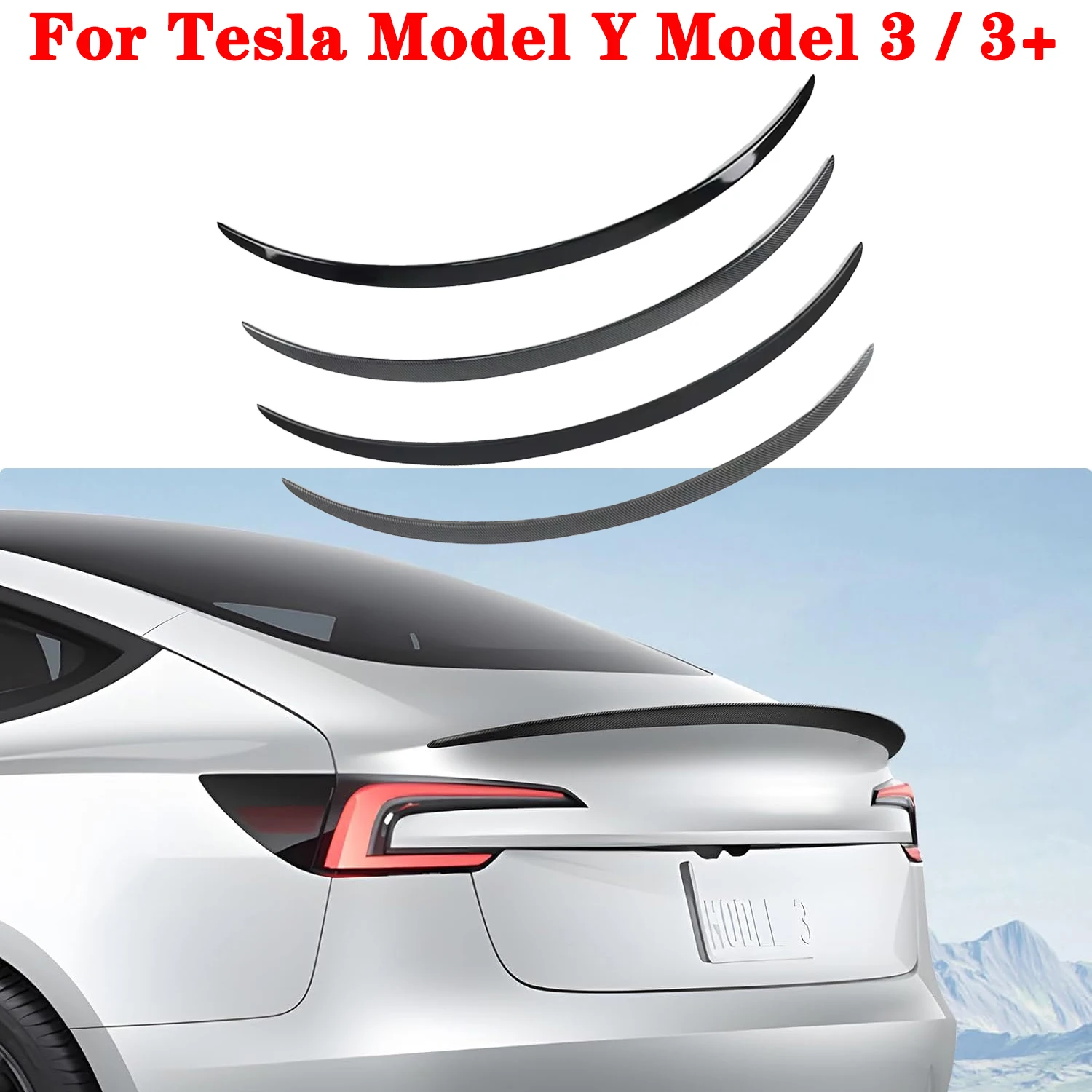 

For Tesla Model Y Model 3 Highland 2024-2017 Rear Spoiler Wing, Carbon Fiber Performance Rear Trunk Lip Spoiler