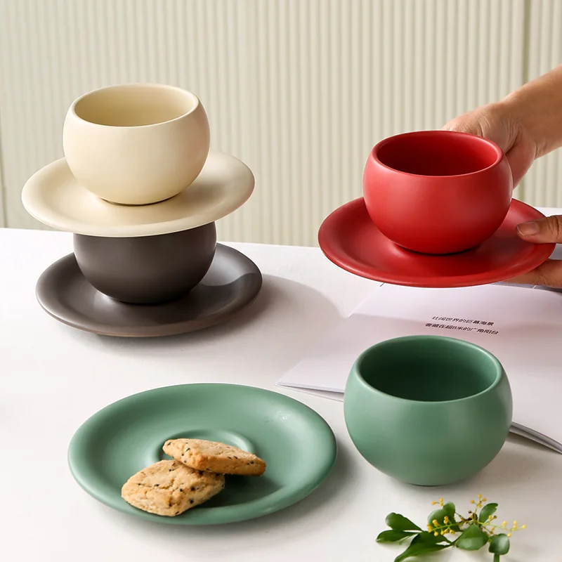 Medieval Handmade Ceramic Coffee Mug Funnel Shape Rough Pottery Cold Brew Cup For Home Kitchen Office Antique Style Drinkware