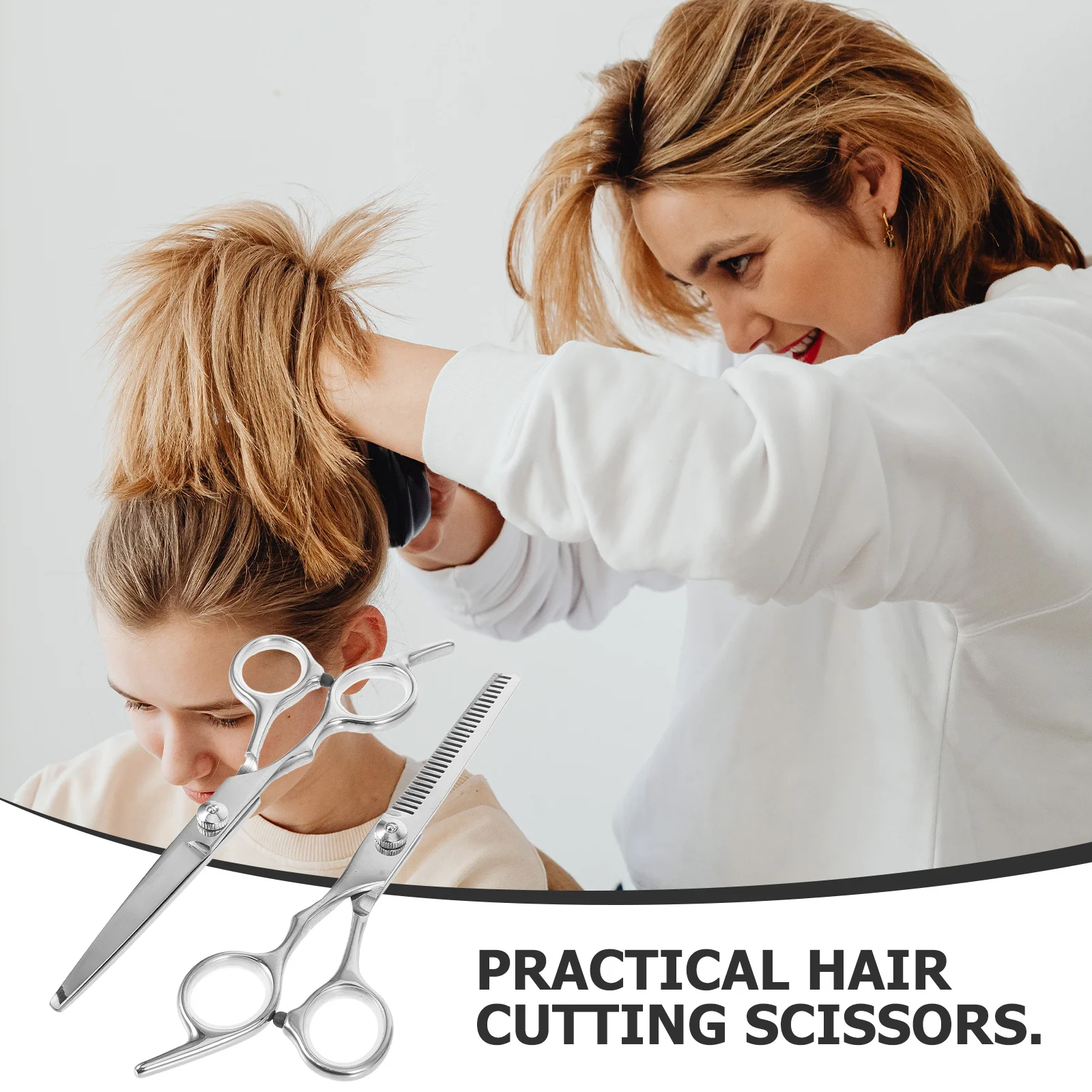 

2Pcs Hair Thinning Shears and Cutting Scissors Professional Grade Stainless Steel Blades Comfort Grip for Hair Stylists