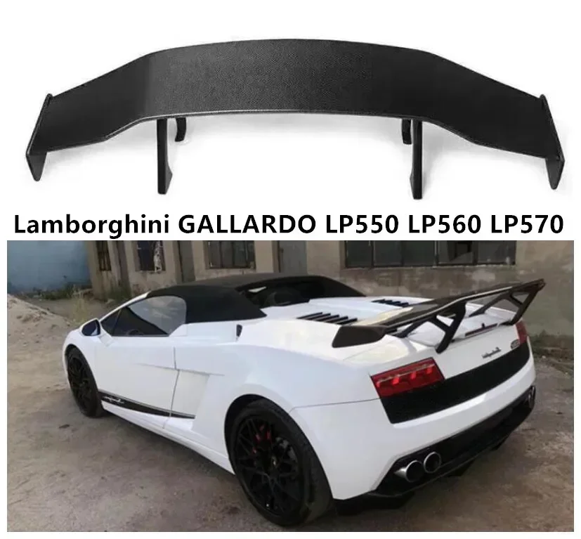 

Спойлер для Lamborghini GALLARDO LP550 LP560 2004-2013, заднее крыло, губа, хвост багажника, спойлеры из настоящего углеродного волокна GT, большой стиль