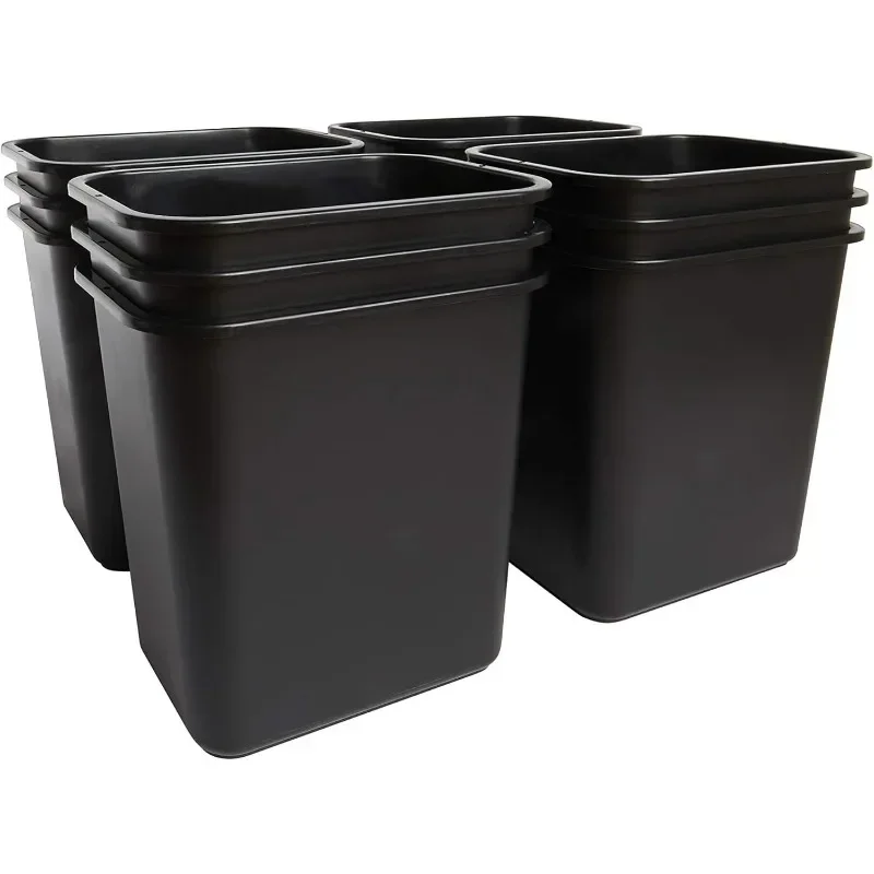 

7Gal Small Trash Can, Narrow Office Wastebasket, Easy Clean Kitchen&Bathroom Garbage Bin, 12-Pack Black
