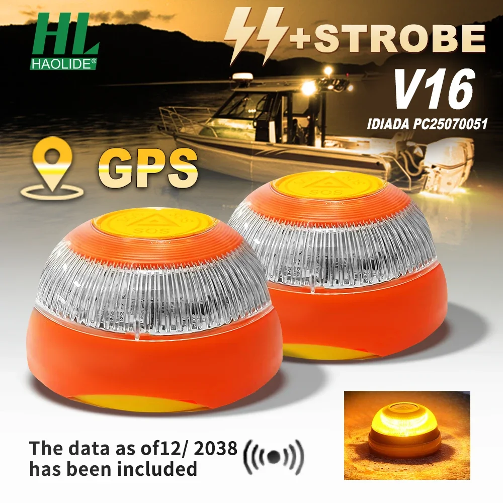 

HAOLIDE Universal V16 Car Warning Light LED Flashlight Emergency Light Yellow Light Traffic Strong Magnetic Induction GPS IP68