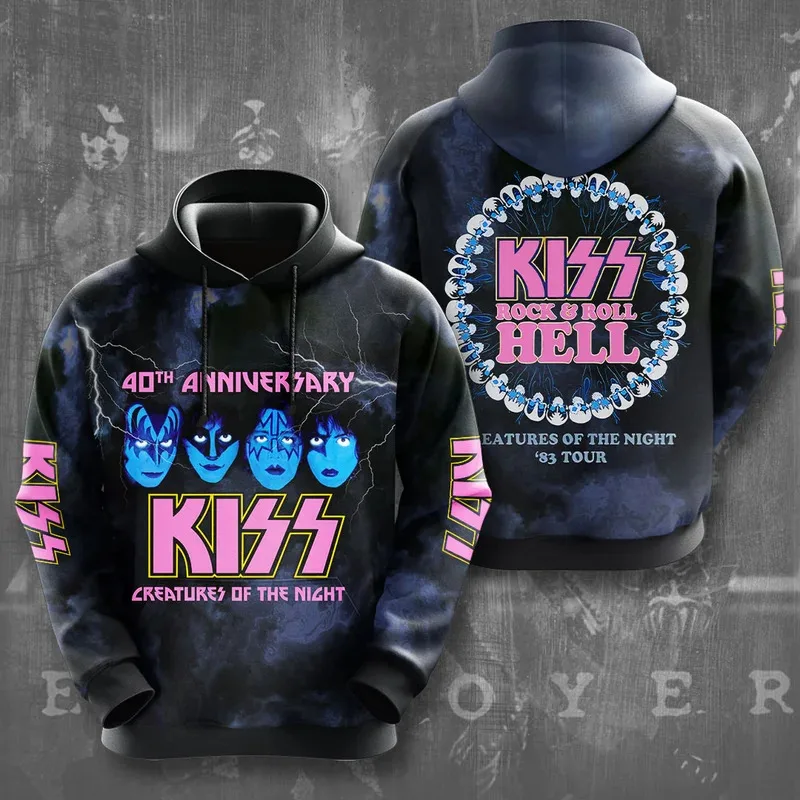 Rock Band Kiss Hoodies 3Dพิมพ์ผู้ชายผู้หญิงHip Hopขนาดใหญ่Pullover Hooded Sweatshirtsแฟชั่นStreetwear Manเสื้อผ้า