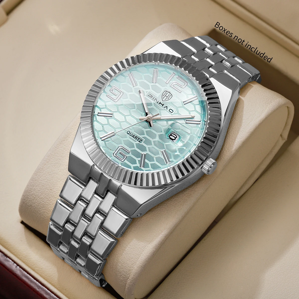 

Luxury Men Business Watches Stainless Steel Band Calendar Quartz Wristwatch for Men's Clock Gift Relogio Masculino（Without Box）
