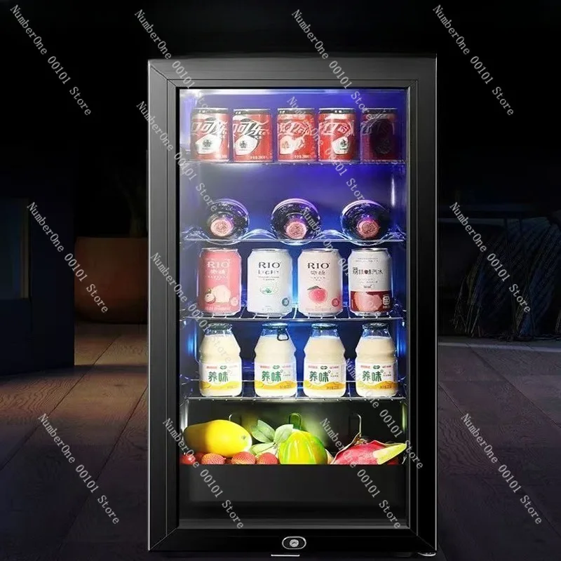 ثلاجة منزلية صغيرة شفافة، قضيب ثلج لعرض باب زجاجي لمبرد تخزين النبيذ في غرفة المعيشة