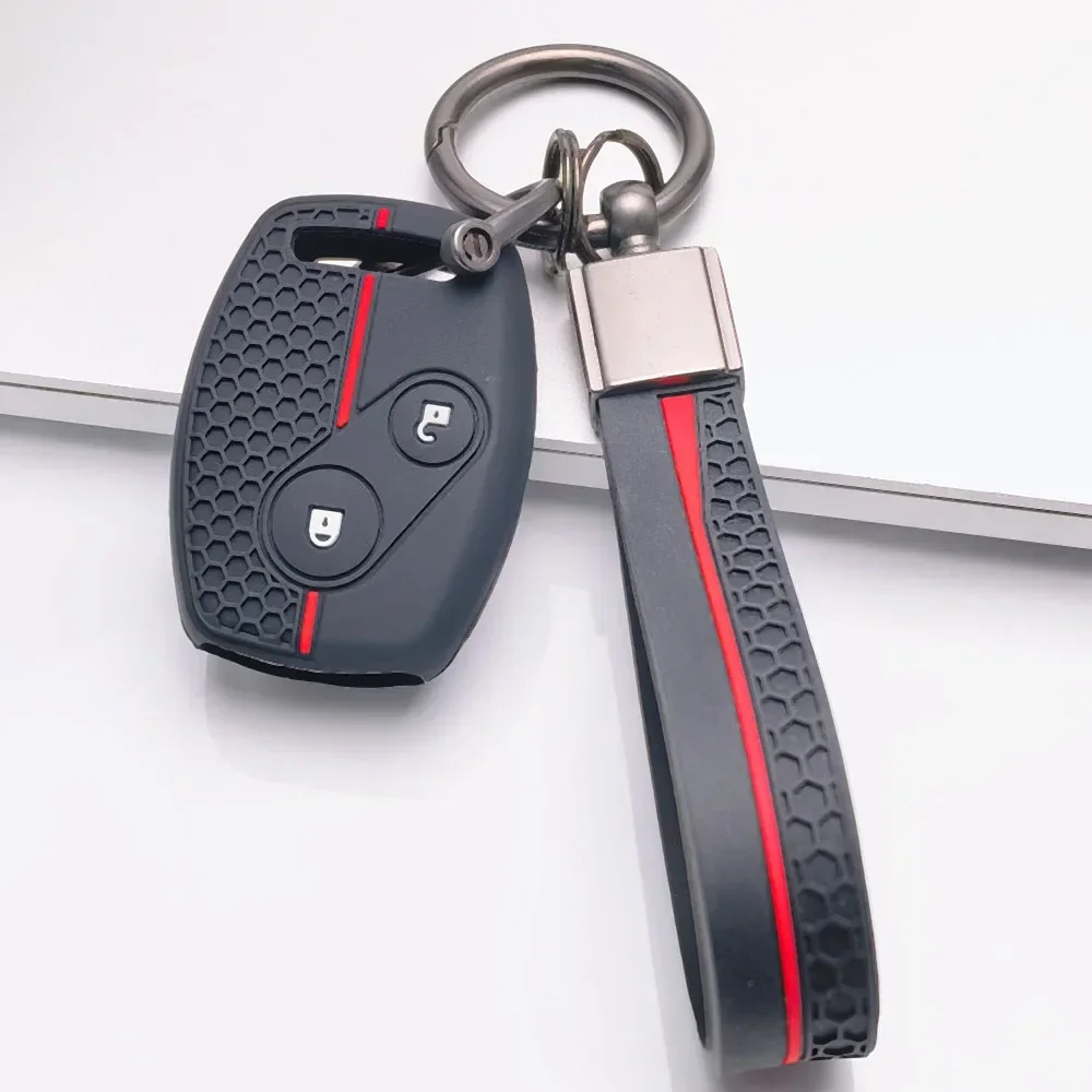 2 buttons Silicone Car Remote Key Fob Case for Honda Civic 4D Jazz Gr8 CR-V SRV FRV Fit CSX Chord 7 Accord Emblem Extra Screw