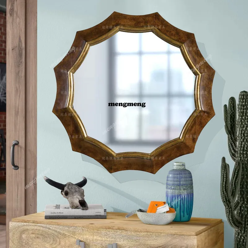 

Living room decorative background wall mirror custom art round entrance wall mirror bathroom classical mirror