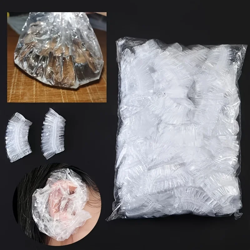 100PCS Elastic Waterproof Disposable Ear Covers for Shower Hair Dye Shower Bathing Ear Protector Caps Spa Hair Salon