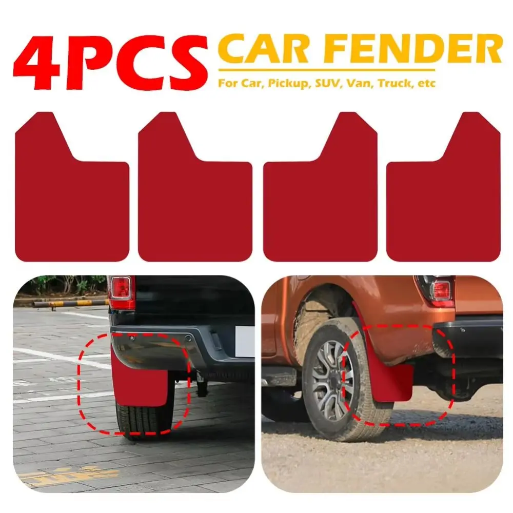 

4pcs/set Red Splash Guard Mud Flaps High-quality Convenient Universal Car Pickup SUV Fender Mudguards Auto Replacement Parts