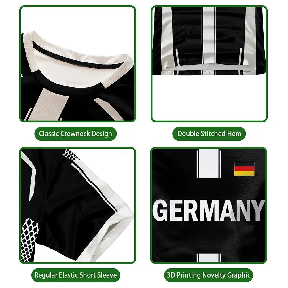 New German Flag 3D Print T-Shirt 2026 Summer Outdoor Sports Breathable Quick-Drying Jersey Men's Women's Soccer Training Apparel