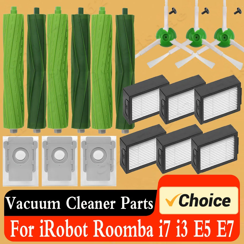 Pièces d'accessoires pour aspirateur robot Roomba, rouleau, brosses, filtre Hepa, sac à poussière, i7, i6, i8, i3, i4, E5, E7, série E & I