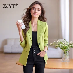 ZJYT Fashion autunno Blazer stile coreano donna nuovi cappotti giacche manica lunga Slim Fit Blazer Mujer Office Lady capispalla verde