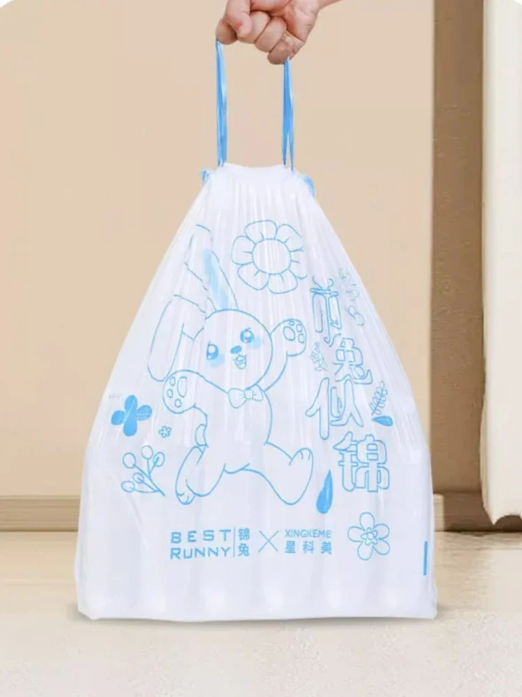 45x50cm Originality Garbage Bag Drawstring Closing Mouth Thin Strong Load-bearing Capacity Rabbit Printing Big Roll Household