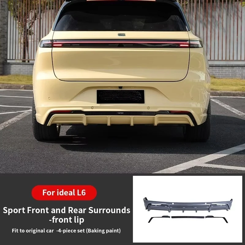 Para Lixiang L6, accesorios exteriores de coche personalizados, Kit de carrocería, alerón de labio delantero con pintura para hornear, falda lateral para Li Auto L6