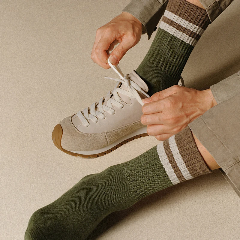 5 Pairs Color-Block Striped Cotton Socks for Men Versatile Breathable Soft Socks