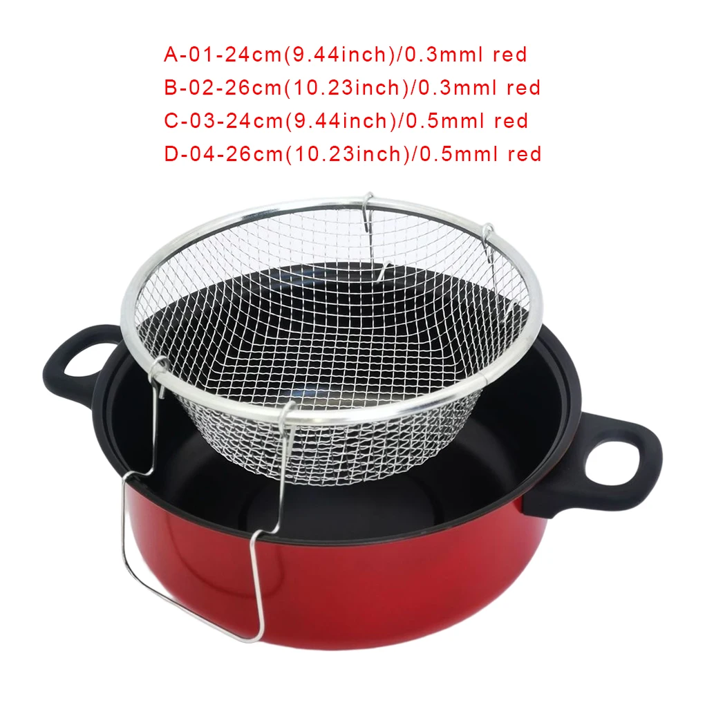 Home Deep Fry Pot Stainless Steel Fries Fryer Nonstick Pots Chip Pan Cooking Tool Cookware Kitchen Accessories 24cm