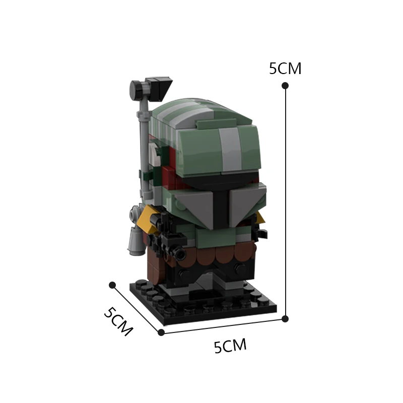 High-Detail Space Warrior Square Head Building Kit Interstellar Bounty Hunter Brickhead Small Particle Bricks Desktop Display