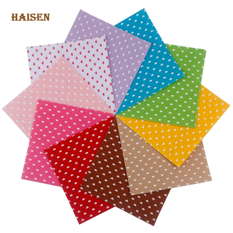 Haisen,Printed Nonwoven Felt Fabric/1mm Thickness/Polyester Cloth Home Decoration Bundle for Sewing Dolls&Crafts Material/10Pcs