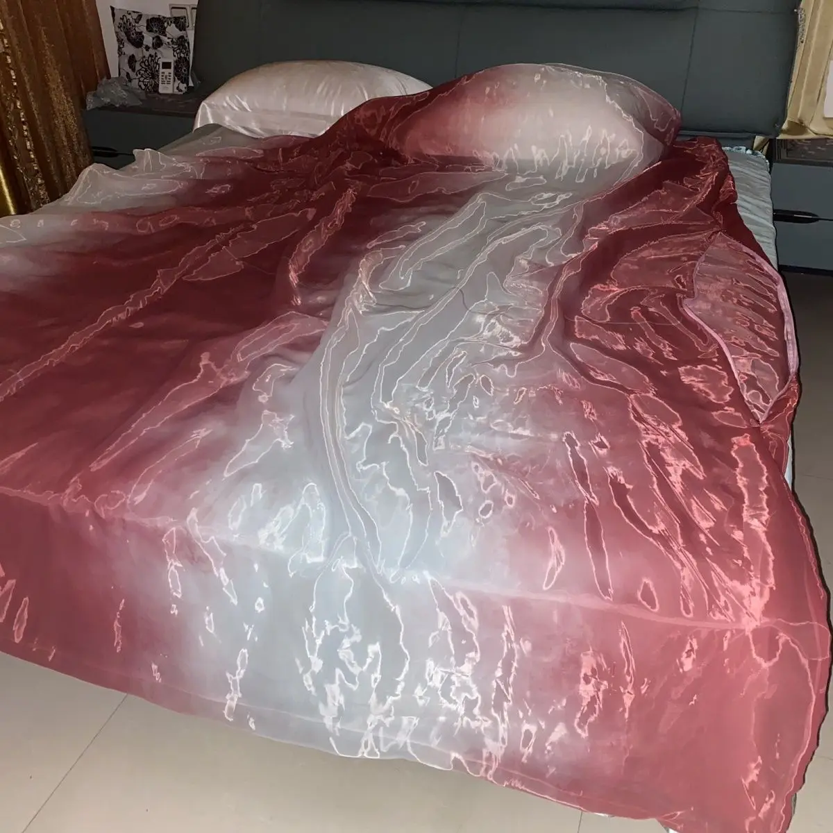 

No Pillow Cover 90.6*78.7in Glossy liquid water gauze organza cover with zipper High density ice cool bedspread home bedding