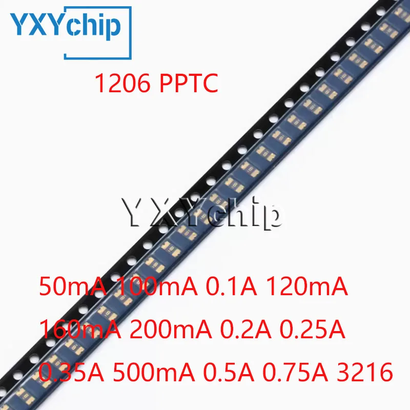 Fusibles réarmables Smd, fusibles à récupération automatique, 1206 Pptc, 50ma, 100ma, 0,1 a, 120ma, 160ma, 200ma, 0. Inspec0,25 a, 0.35a, 500ma, 0,5 a, 0,75 a, 3216, 20 pièces